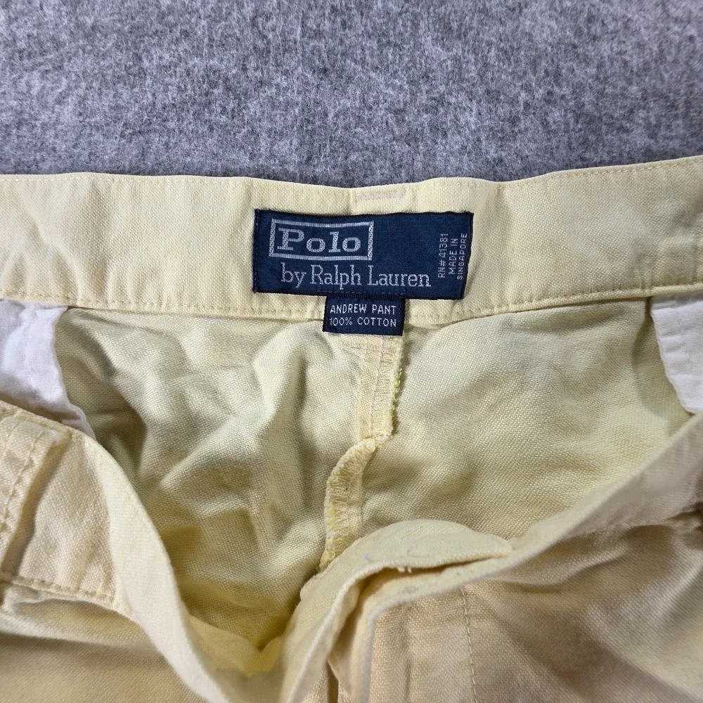 Polo Ralph Lauren Andrew Chino Pants Mens 38x32 Yellow Pleated Golf Preppy Retro